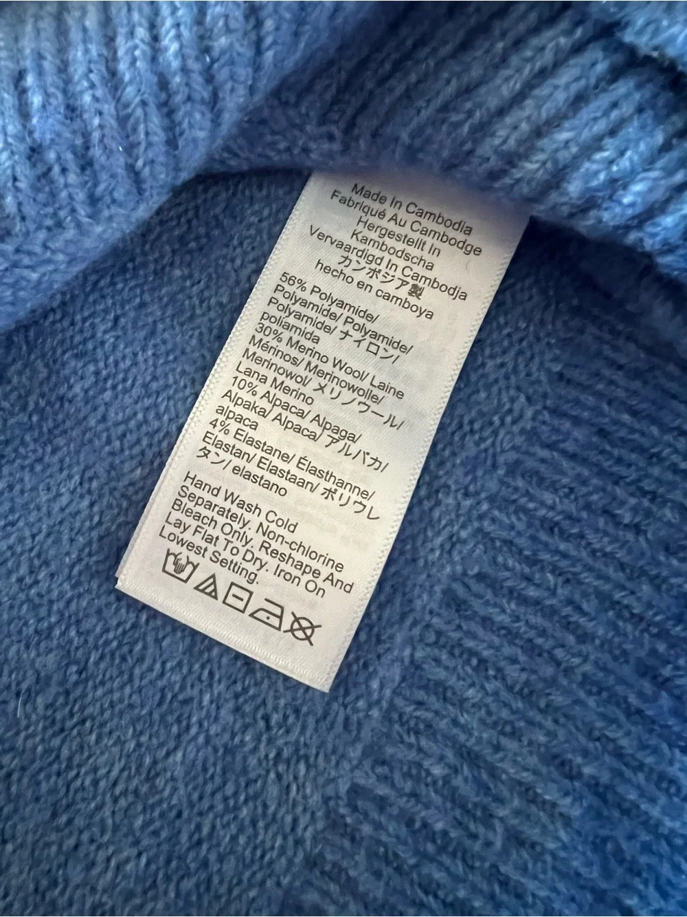 J Crew Blue Fair Isle Mock Neck Sweater wool & alpaca Sz S